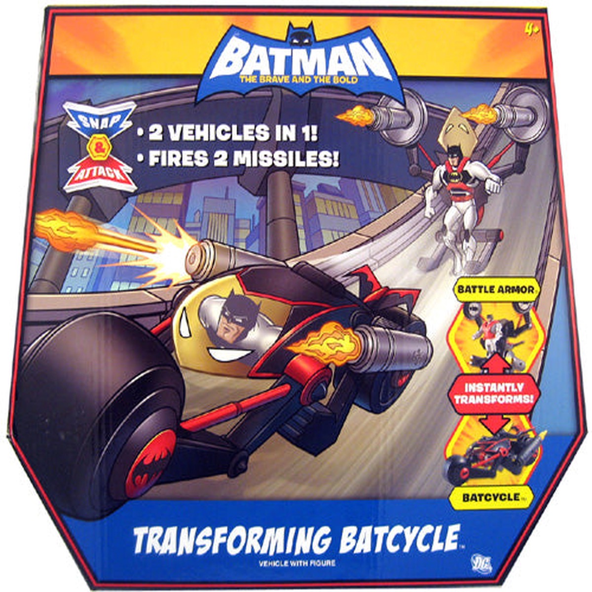 Batman The Brave and the Bold 5 Inch Action Figure Vehicle Series – Transforming Batcycle Batman (Shelf Wear Packaging)