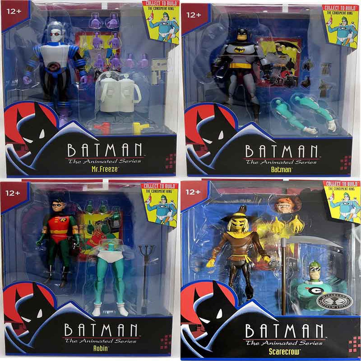 DC Direct Batman The Animated Series 7 Inch Action Figure BAF The Condiment King – Set of 4 (Scarecrow is Platinum Version)