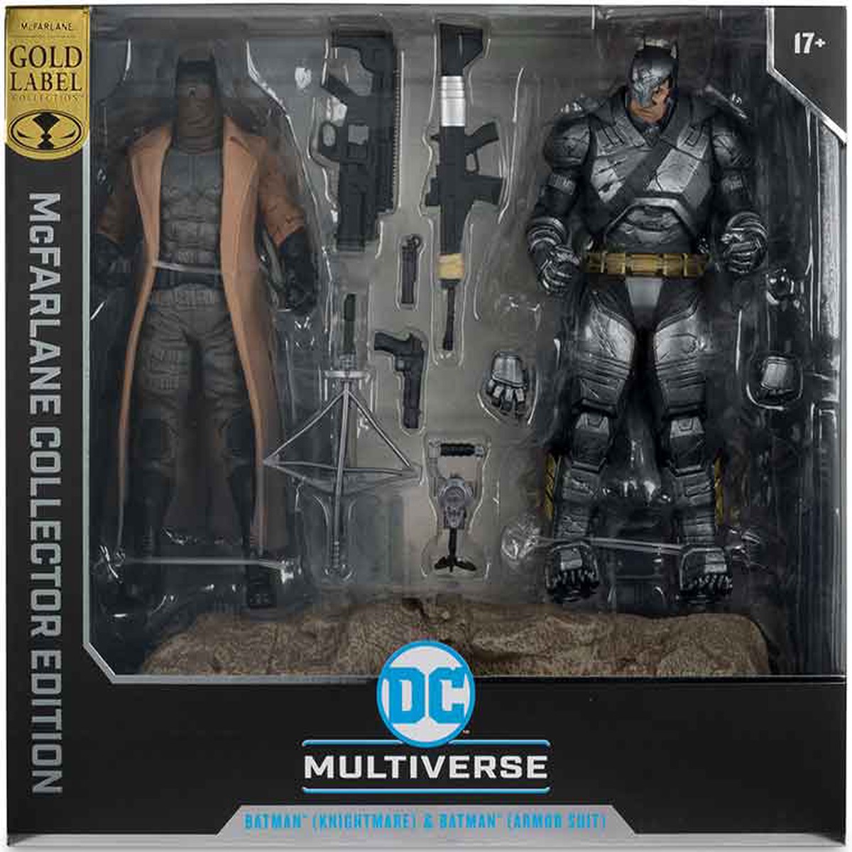 DC Multiverse Batman v Superman Dawn of Justice 7 Inch Action Figure 2-Pack Exclusive – Batman Knightmare & Batman Armor Suit Gold Label (Shelf Wear Packaging)