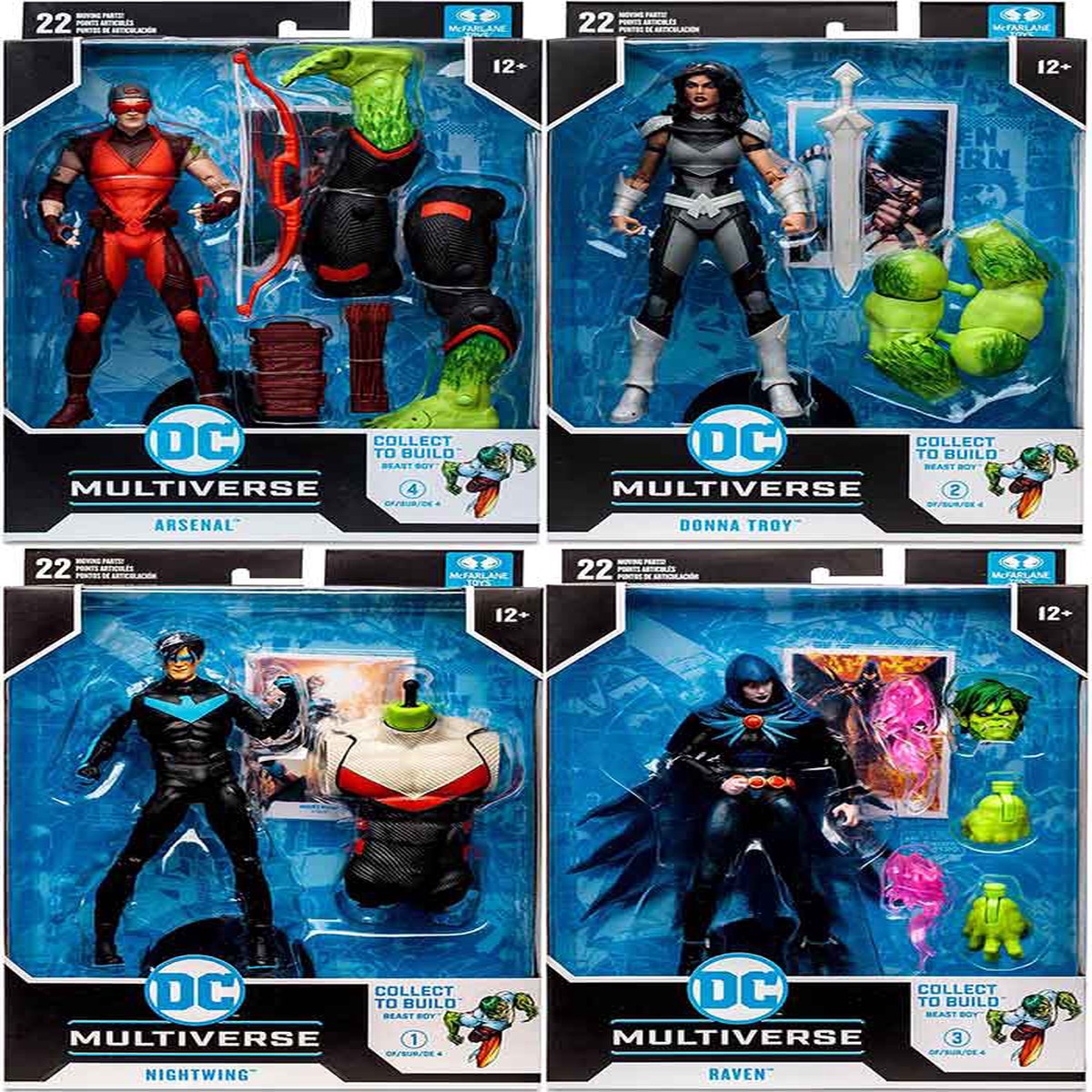 DC Multiverse Teen Titans 7 Inch Action Figure BAF Beast Boy – Set of 4 (Build-A-Figure Beast Boy)