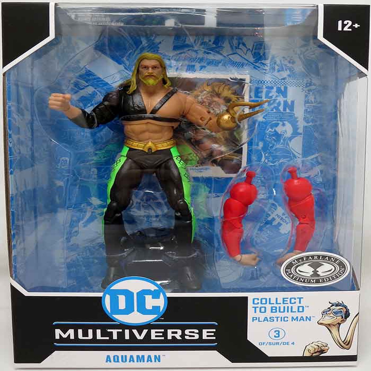 DC Multiverse JLA 7 Inch Action Figure BAF Plastic Man Exclusive – Aquaman Platinum