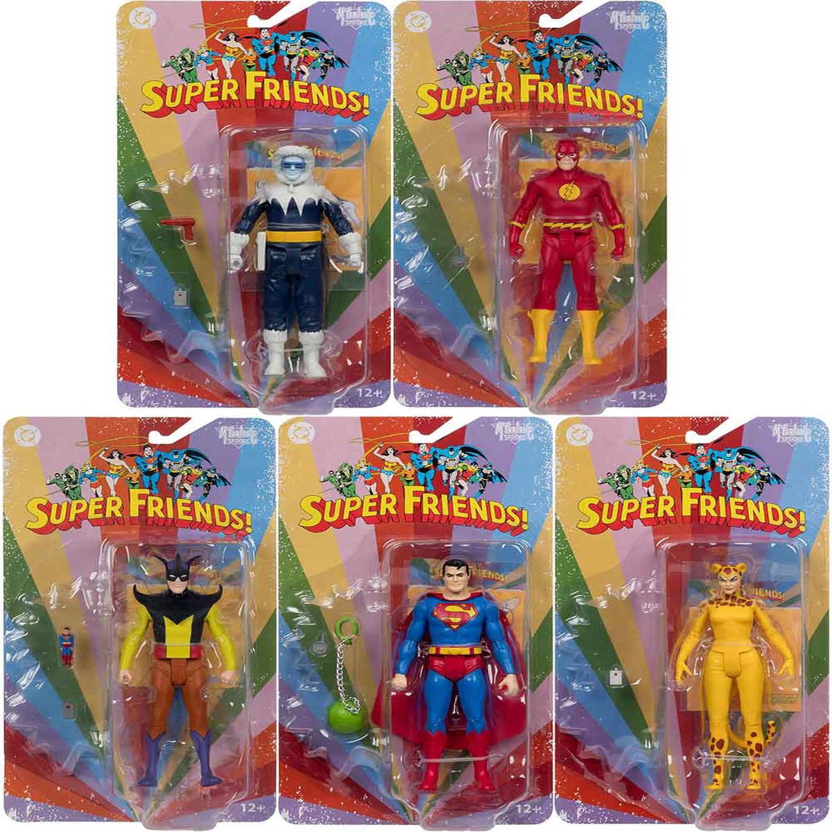 DC Retro Superfriends 6 Inch Action Figure Wave 2 – Set of 5 (Captain Cold – Flash – Toyman – Cheetah – Superman)