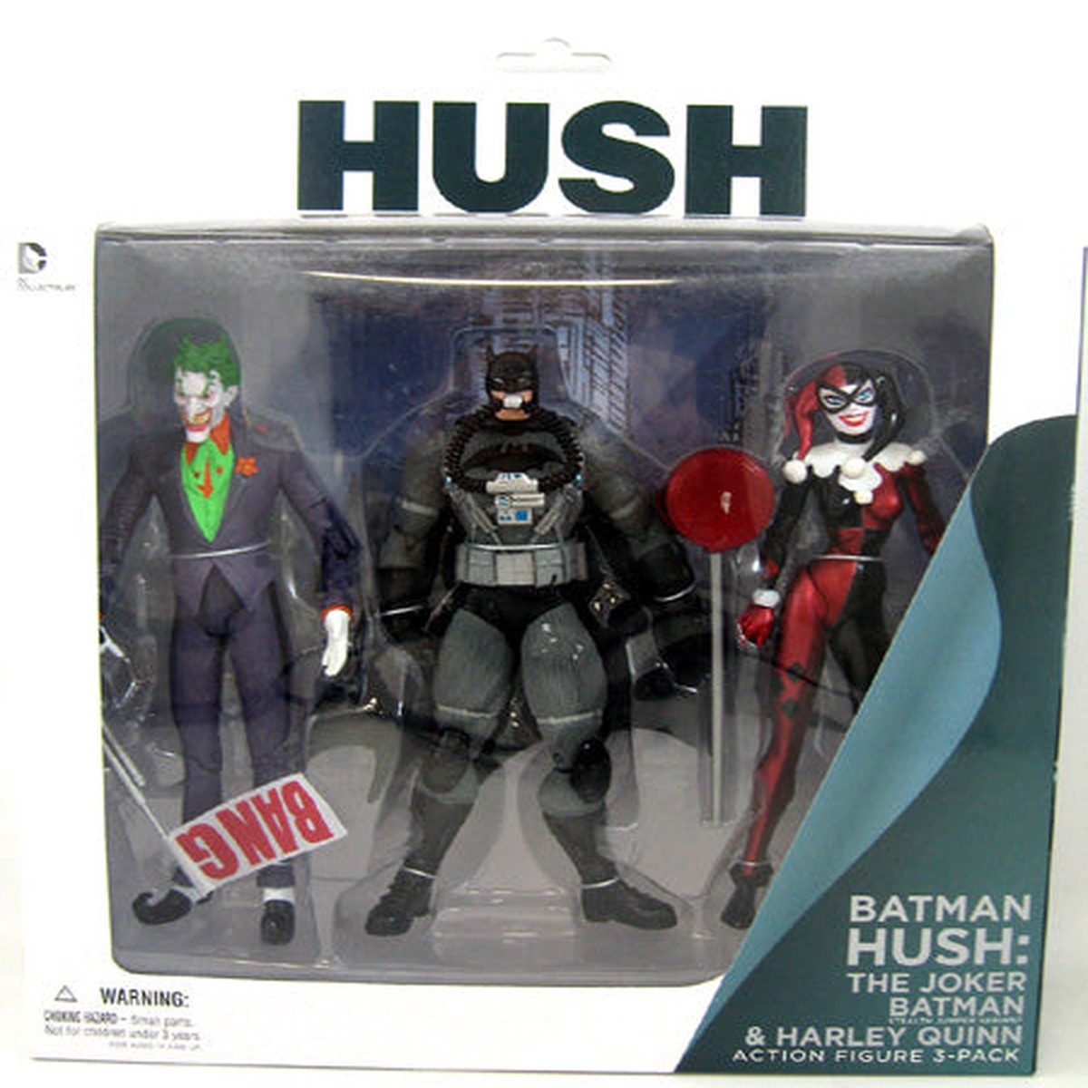 Batman: Hush 6 Inch Action Figure Box Set Series – Hush 3-pack (Joker – Harley Quinn – Batman) (Shelf Wear Packaging)