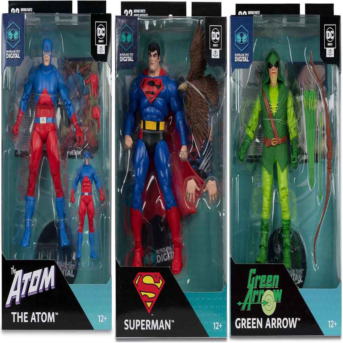 DC Multiverse 7 Inch Action Figure Digital Wave 2 – Set of 3 (Green Arrow – Superman – Atom)