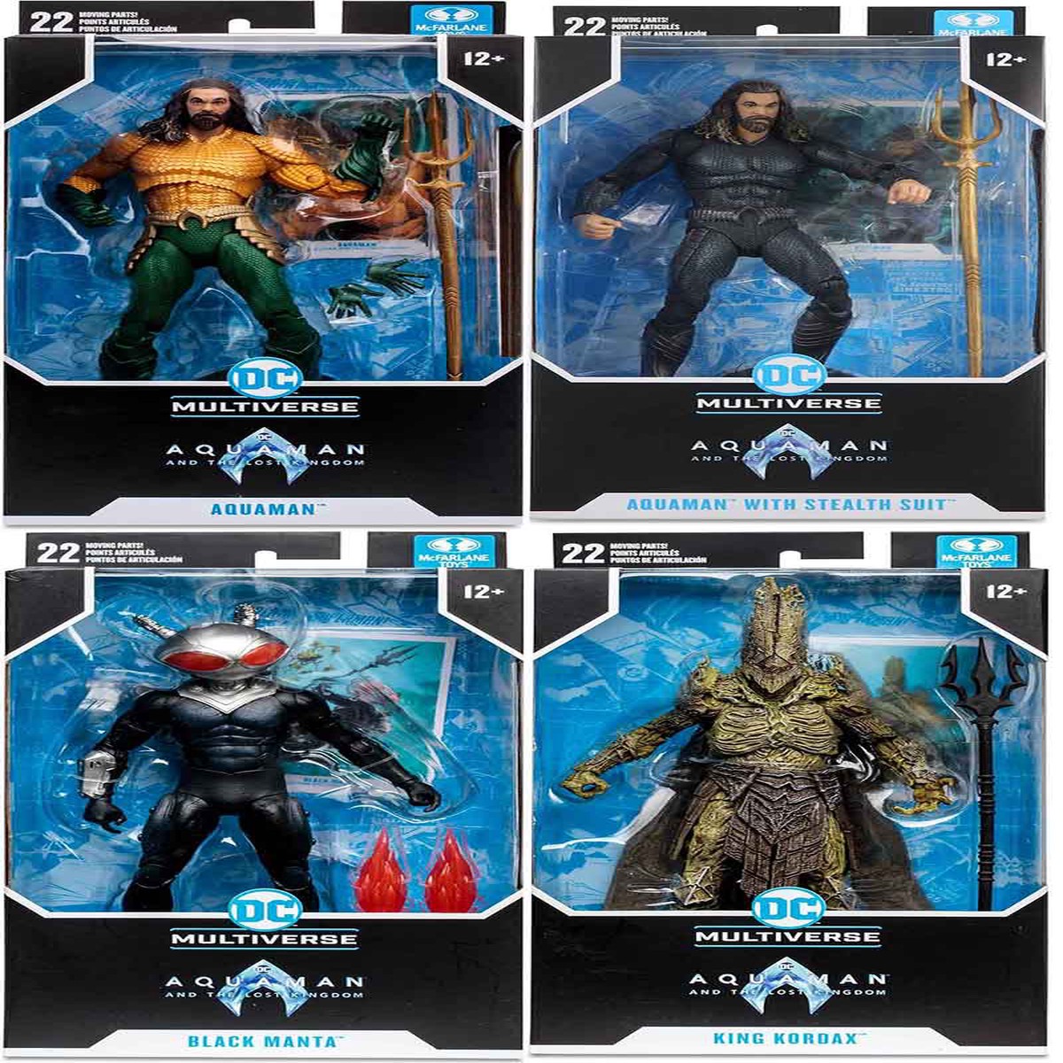 DC Multiverse Aquaman And The Lost Kingdom 7 Inch Action Figure Series 1 – Set of 4 (2X Aquaman – Kordax – Black Manta)