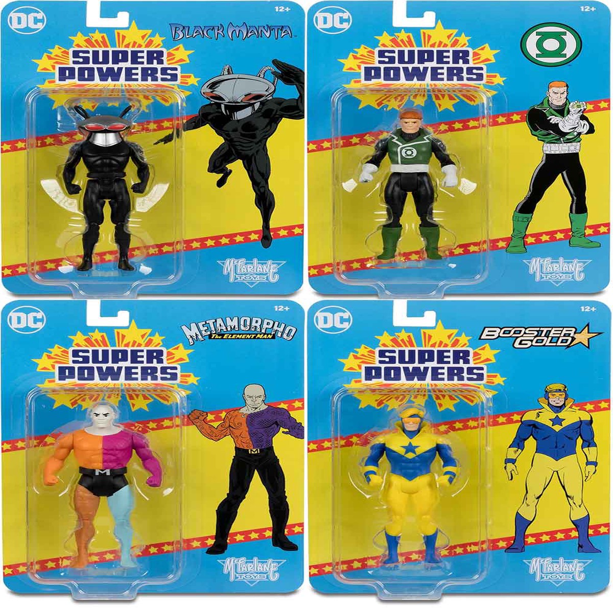 DC Super Powers 4 Inch Action Figure Wave 8 – Set of 4 (Booster – Metamorpho – Guy – Manta)