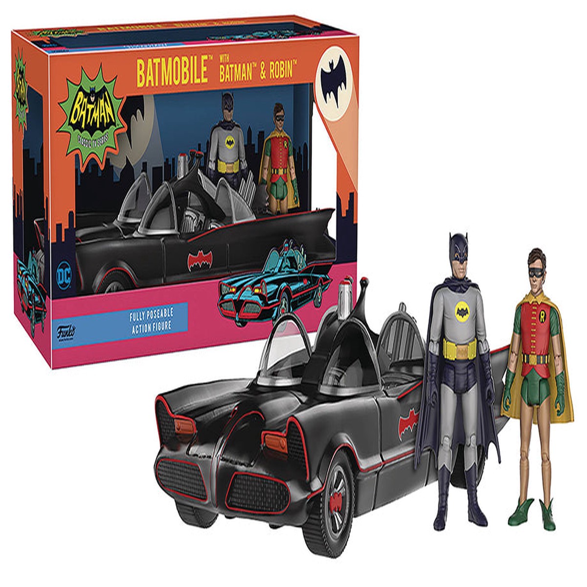 Batman Classic TV 1966 3.75 Inch Scale Vehicle Figure – Batmobile with Batman & Robin