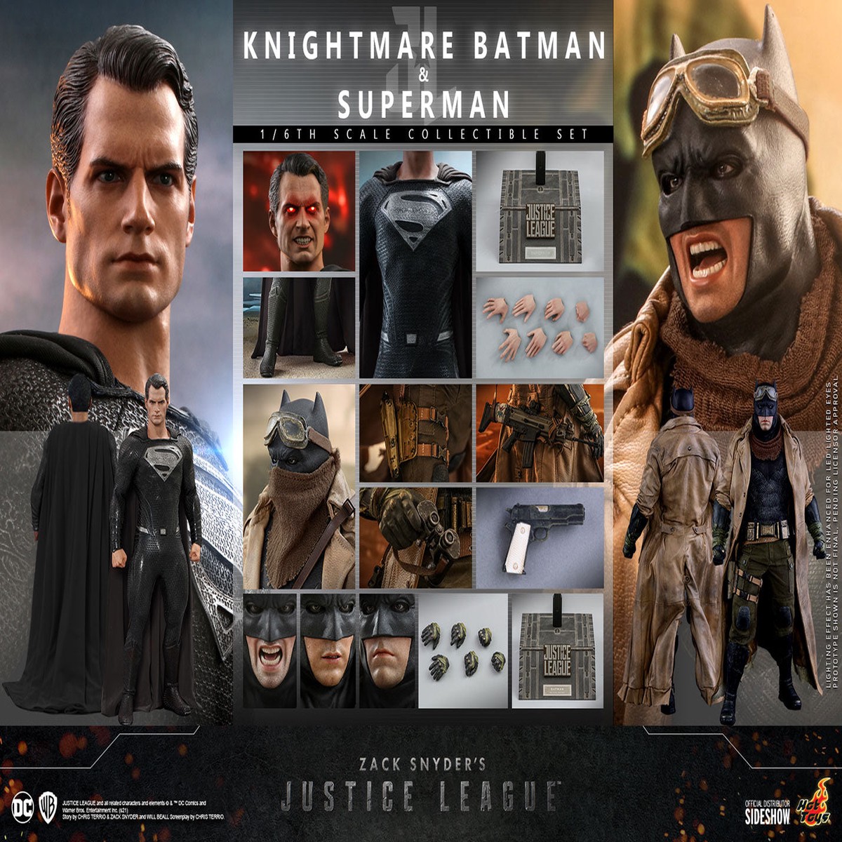 Hot Toys 1/6 DC Zack Snyders Justice League Batman (Knightmare) and Superman (Black Suit) Sixth Scale Figure TMS038