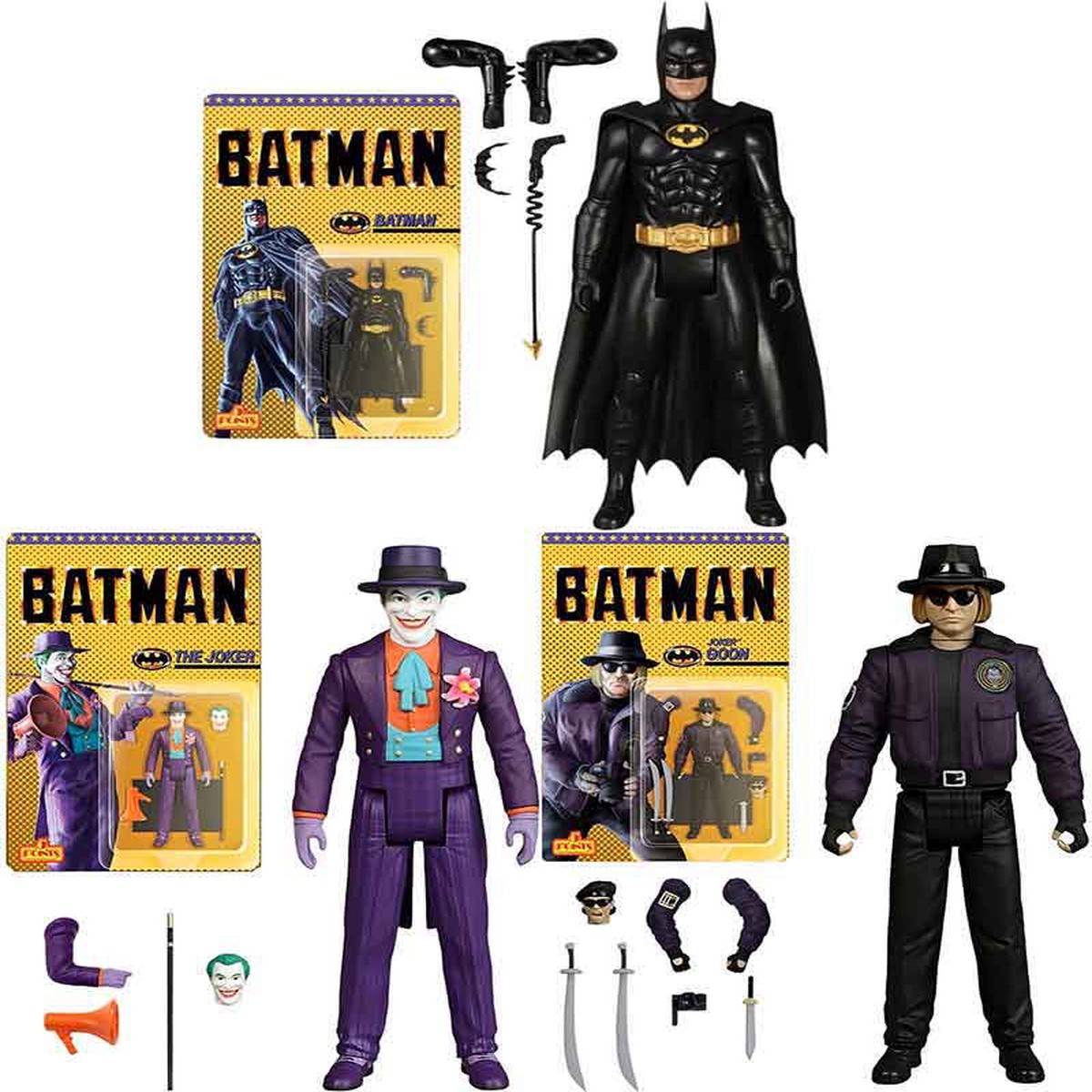 Batman 1989 3.75 Inch Action Figure 5 Points – Set of 3 (Batman – Joker – Goon)